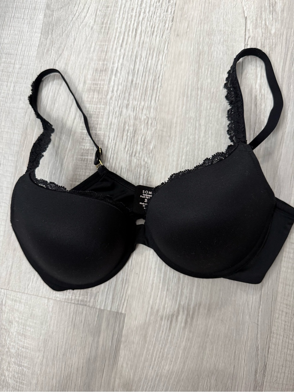 Soma Black Lace-Trim Molded T-Shirt Bra